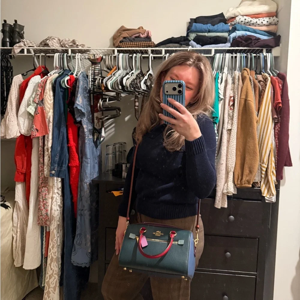 SOLD Coach Forest Green ColorBlock Rowan Bag - Picture 9 of 10